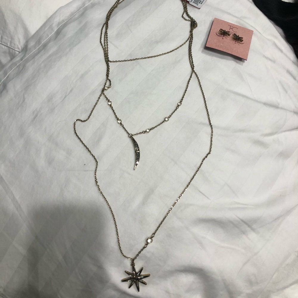 Celestial necklace and earring set NWT